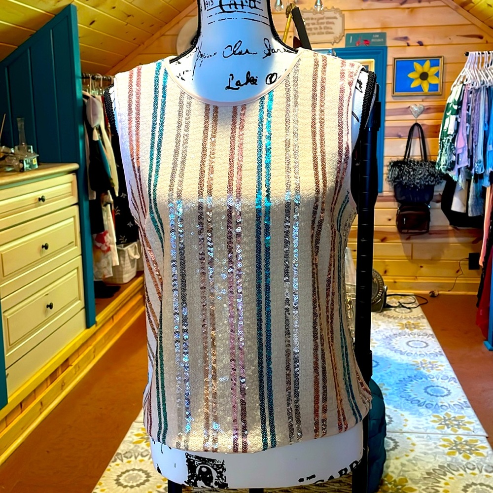 Rachel Roy multi colored sequin tank